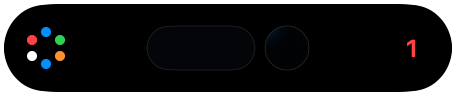 Native compact Dynamic Island preview with six status dots and a red count of one for the error state.